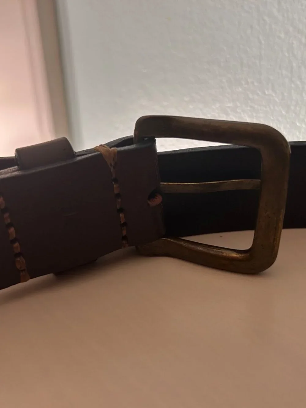 pampeano Brown Leather Argentine Polo Belt Navy Tan Embroidered